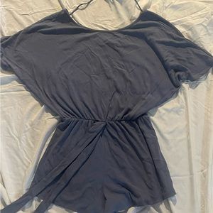 Ribbed casual blue romper, size small, pink lily